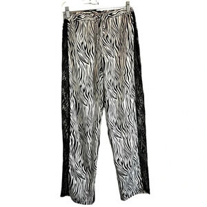 vintage FREDERICKS OF HOLLYWOOD Satin Zebra Pants Lace Side Panel Size Small